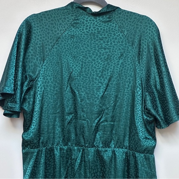 Julia Jordan Green Tie Neck Satin Midi Dress Size 14 - Picture 7 of 16